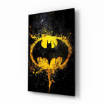 Batman Splash logo glass wall art in a modern gaming room