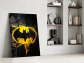 Batman Splash artwork above a gaming setup with ambient light