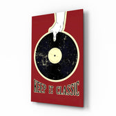 Keep It Classic vinyl glass wall art in a modern listening room
