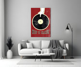 Retro vinyl glass print bringing analog soul to a teen's bedroom