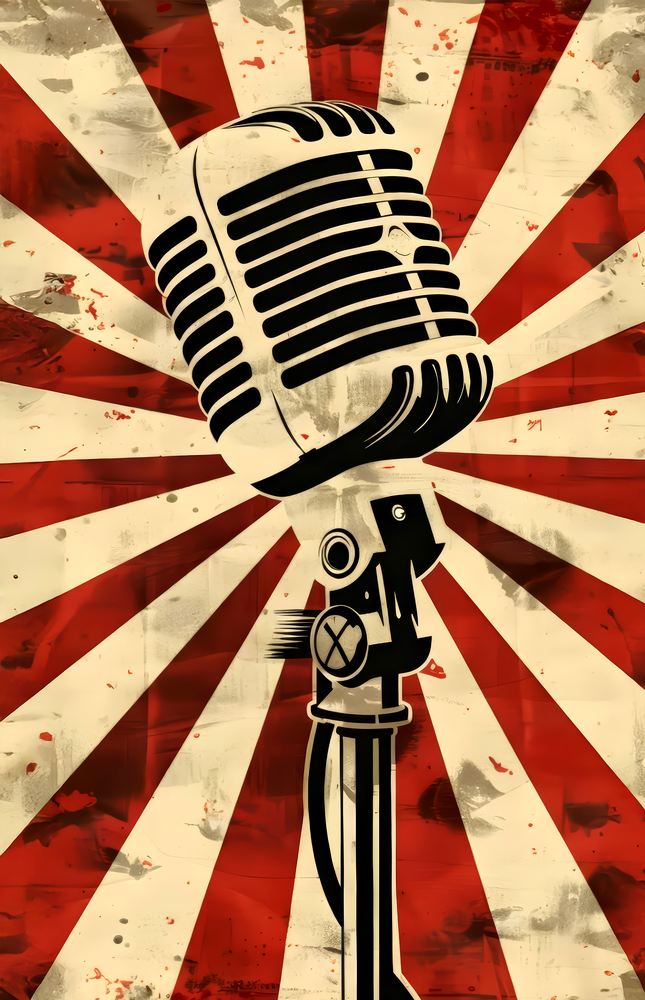 Vocal Icon Microphone Glass Wall Art