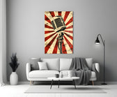 Broadcast microphone glass print bringing retro edge to a teen's bedroom