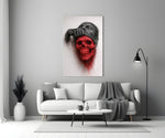Ethereal Skull glass print bringing dark-art edge to a tattoo studio