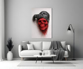 Ethereal Skull glass print bringing dark-art edge to a tattoo studio