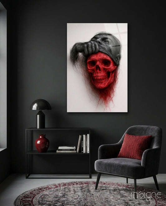 Ethereal Skull Glass Wall Art - Lifestyle preview in a designer interior