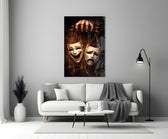 Tragedy and Comedy glass print bringing classical edge to a teen's bedroom