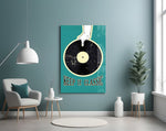 Keep It Classic teal artwork styled above a turntable setup