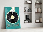 Keep It Classic teal artwork in a contemporary record store interior