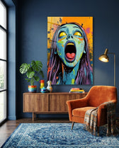 Scream of the Living Dead Glass Wall Art - Lifestyle preview in a designer interior