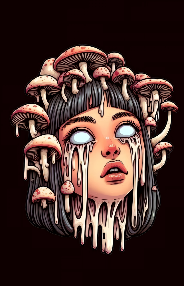 Mushroom Head Glass Wall Art