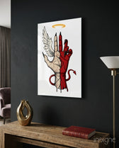 Divine Devil Hand Glass Wall Art - Lifestyle preview in a designer interior