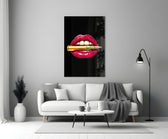 Pop-graffiti glass print bringing edge to a cocktail bar wall