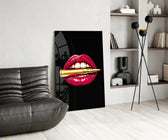 Lip Bullet panel against a moody dark-painted accent wall