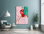 Pop-art artwork styled in a dining room with vibrant accents