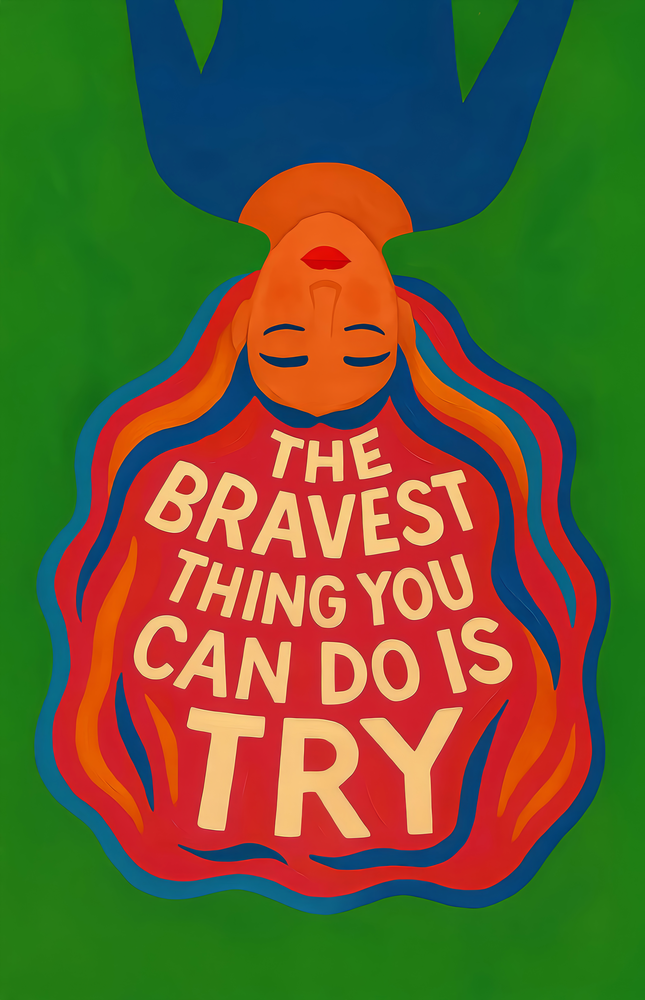 Brave Try Glass Wall Art