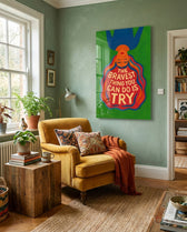 Brave Try Glass Wall Art - Lifestyle preview in a designer interior