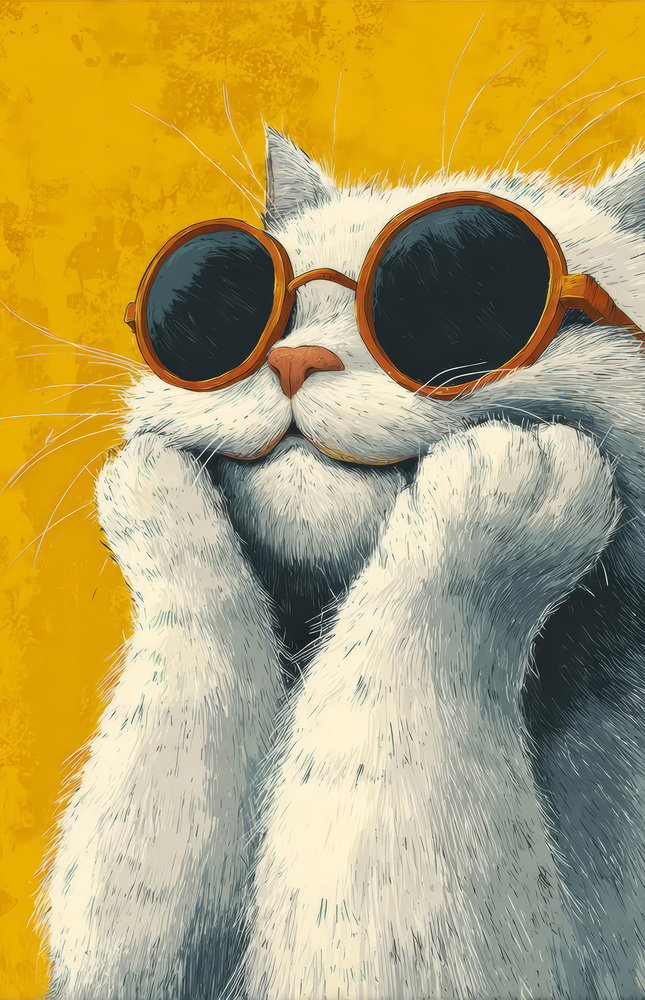Cool Cat in Shades Glass Wall Art