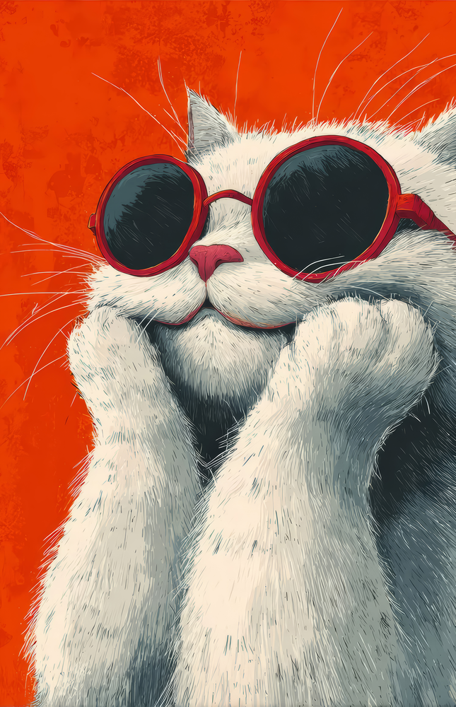 Cool Cat in Shades Glass Wall Art