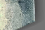 Close-up detail of the cross-hatch fur and teal frames behind glass