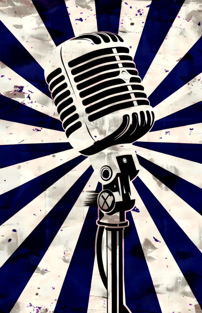 Vocal Icon Microphone Glass Wall Art