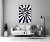 Broadcast microphone glass print bringing retro edge to a teen's bedroom