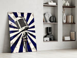Vocal Icon blue artwork in a contemporary music studio