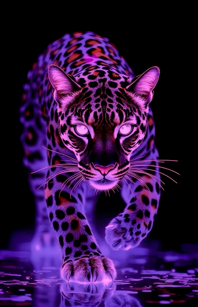 Neon Leopard Glass Wall Art