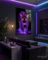 Neon Leopard Glass Wall Art - Lifestyle preview in a designer interior