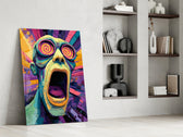 Expressionist artwork in a contemporary cinema room