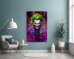 Joker artwork styled in a tattoo studio interior