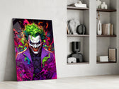 Joker artwork above a console in a man cave