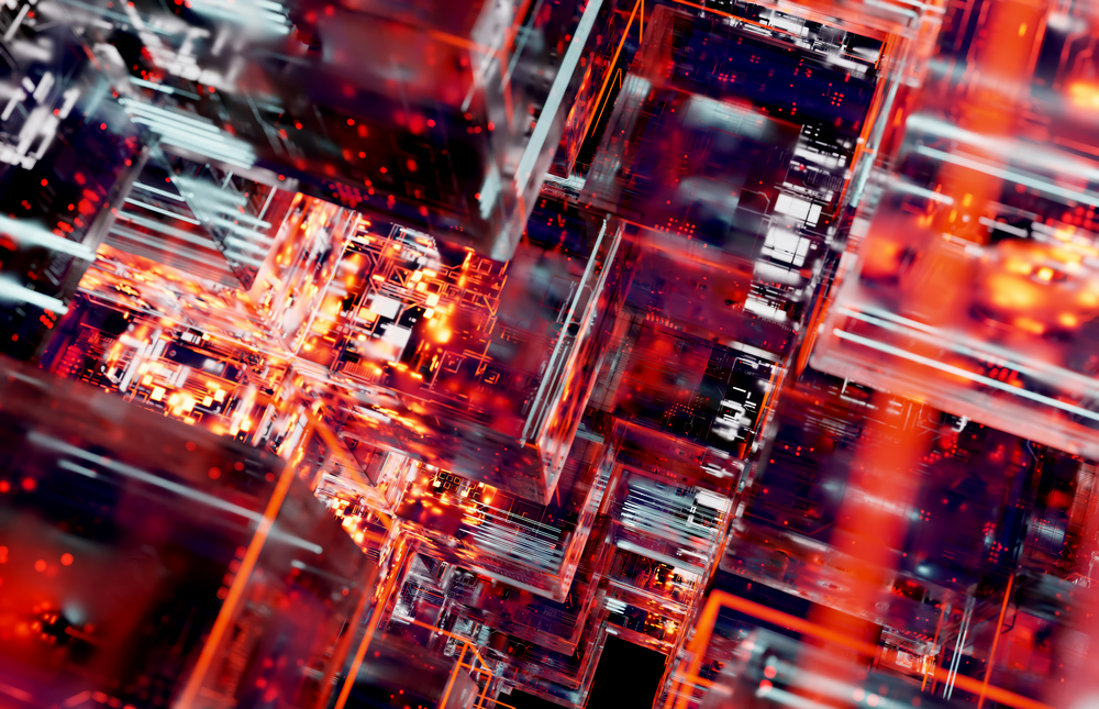 Cyber Grid Glass Wall Art