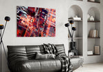 Cyber Grid artwork styled in a teen's bedroom with low light