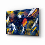 Ethereal Abstract impasto glass wall art in a modern study