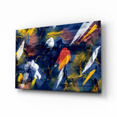 Ethereal Abstract impasto glass wall art in a modern study