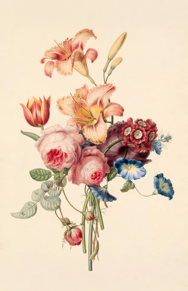 Elegant Floral Bouquet Glass Wall Art