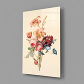 Classical botanical panel anchoring a powder-room wall