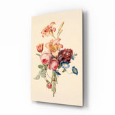 Elegant floral bouquet glass wall art in a modern dining room