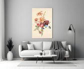 Floral glass print bringing classical calm to a tearoom interior