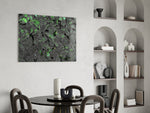 Foliage panel against a deep-green painted accent wall