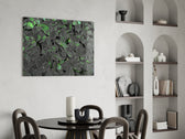 Foliage panel against a deep-green painted accent wall