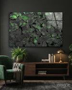 Luminous Leaf Veins Glass Wall Art - Lifestyle preview in a designer interior