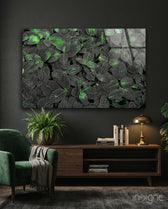 Luminous Leaf Veins Glass Wall Art - Lifestyle preview in a designer interior