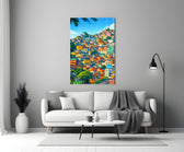 Rio cityscape glass print bringing tropical color to a coastal café
