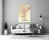 Minimal-sketch glass print bringing tender mood to a creative studio