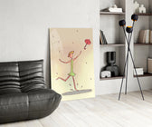 Dancer-and-umbrella panel against a warm-cream painted accent wall