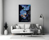 Anime glass print bringing reflective mood to a creative studio