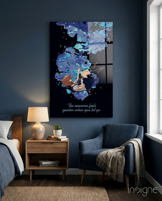 Cosmic Freedom Glass Wall Art - Lifestyle preview in a designer interior