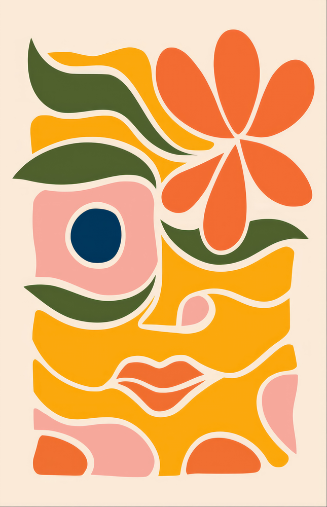 Abstract Floral Glass Wall Art