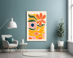 Abstract face artwork styled in a children's bedroom
